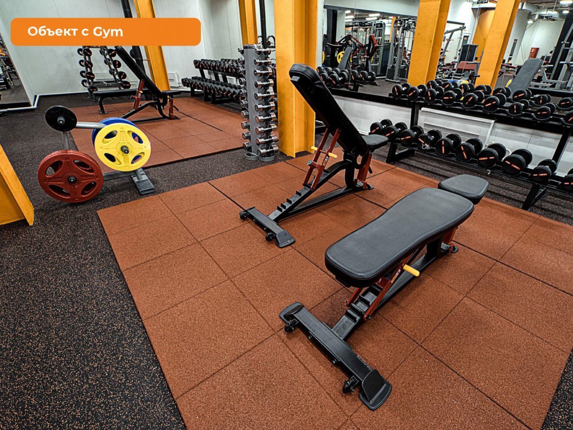 Резиновая плитка Gym 990х990 (15-60 мм) с рельефным основанием - вид 3